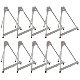 U.S. Art Supply 15" High Aluminum Tabletop Display Easel (Pack of 10) - Collapsible Folding Frame, Portable Artist Tripod Stand - Holds Canvas, Paintings, Books, Presentations, Photos, Pictures, Signs