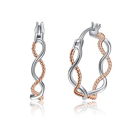 Twist Hoop Earrings Sterling Silver Endless Circle Earrings Hoops Christmas Gifts for Women Girls Mum Girlfriend (Hoop earrings 1) (The rope earrings)