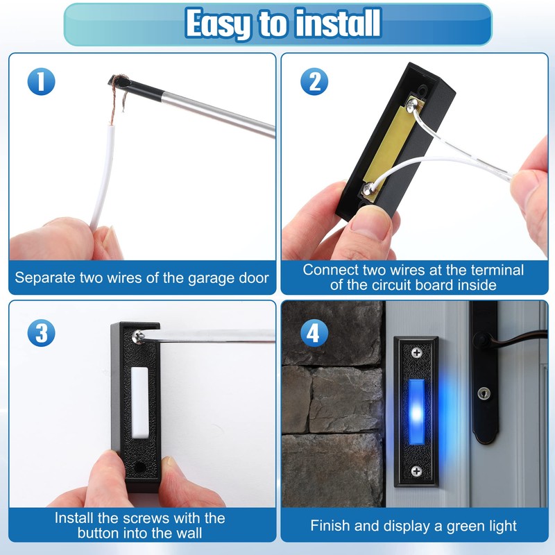 Saillong Lighted Doorbell Button, Wall Mounted Garage Door Switch with