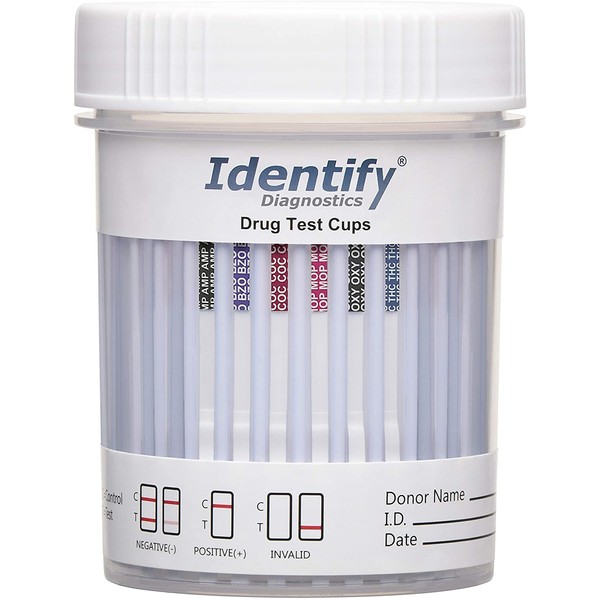 15 Pack Identify Diagnostics 6 Panel Drug Test Cup - Testing Instantly for 6 Different Drugs THC, OXY, MOP, COC, BZO, AMP ID-CP6 (15)