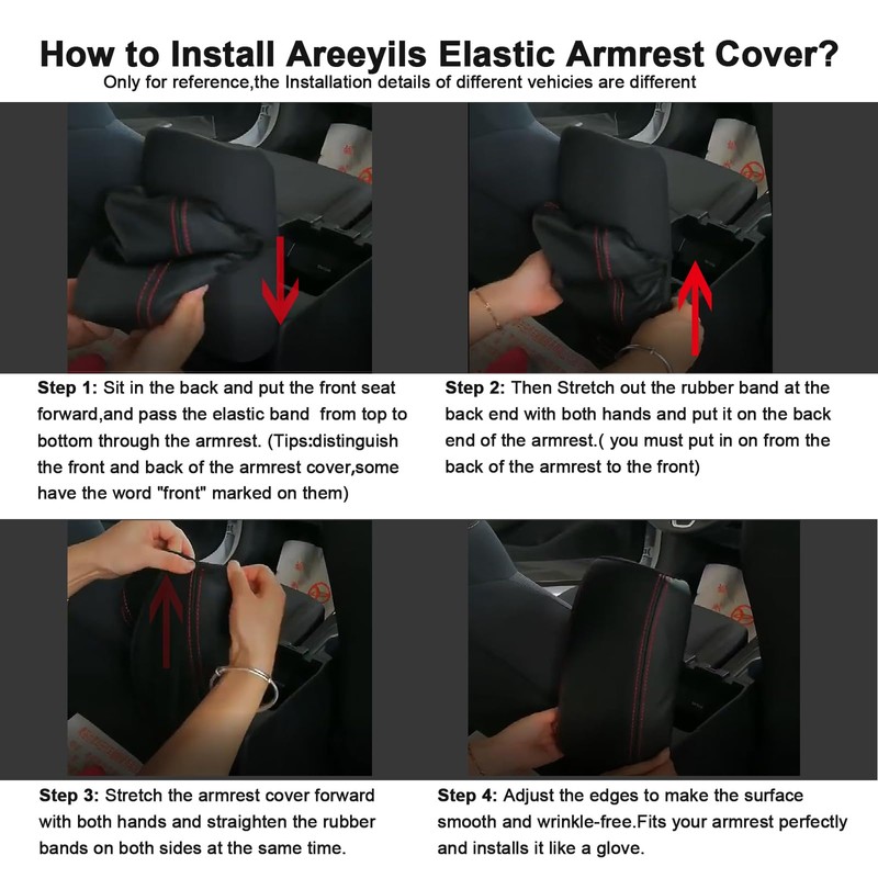 Areeyils Black Leather Center Console Armrest Cover for 2024-2025 2026