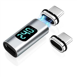 2 Pack 240W USB-C Magnetic Adapter, USB4 Male to Female Adapter 48V/5A, 8k@60Hz Video Transmission, 40Gbps U S B C Adapter Compatible with Thunderbolt 3/4 for MacBook Pro/Air (+ Replacement Head)
