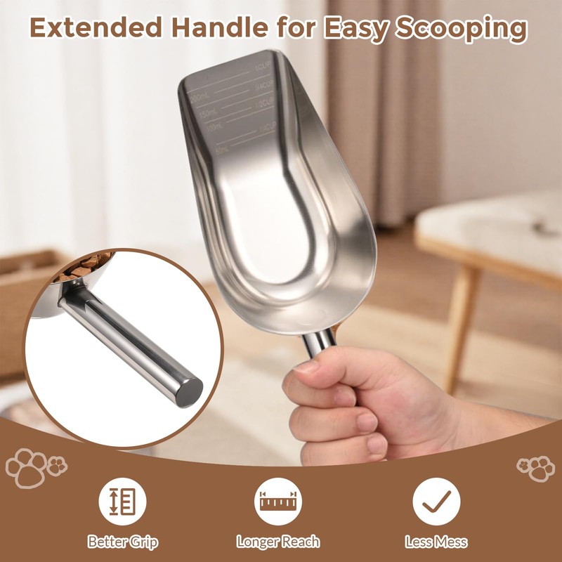 Mutclord Pet cat-dog food-scoop measuring 1-cup - Food-grade 304 stainless