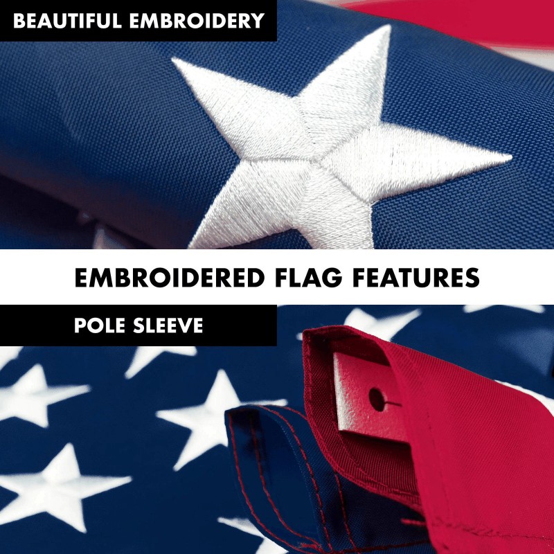 G128 5 Feet Tangle Free Spinning Flagpole (White) American Flag
