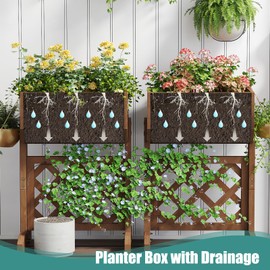 viewcare Small Raised Garden Bed, Planter Box with Trellis for Indoor & Outdoor, Raised Planter Box with Legs, Garden Planter Box for Flowers/Vegetables/Plants