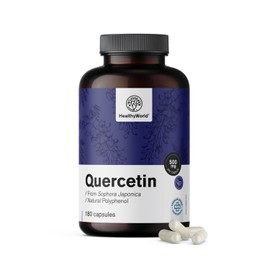 HealthyWorld® Quercetin 500 mg - 180 Vegetable Capsules - From Sophora Japonica Flower Extract - High Content of 500 mg per Capsule - No GMOs and Allergens - 6 Months Supply