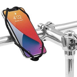 【Bone】 Bike Tie 4 Bike Phone Mount Handlebar, Universal Bicycle Phone Holder Motorcycle Cell Phone Holder for 4.7" - 7.2", Ultra Light Silicone Bike Phone Holder Road Bike Accessories - Black
