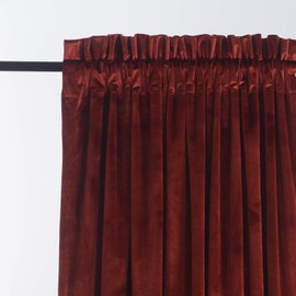 Roslynwood Velvet Rust Red Curtains 108 inch Length - Luxurious Elegant Rod Pocket Thermal Insulated Block Light Window Drapes for Bedroom/Living Room/Dining Room, W52 by L108, 2 Panels
