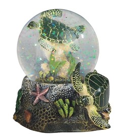 ICE ARMOR 3.75" H Green Sea Turtle Glitter Snow Globe Statue Sculpture Ornament Decoration Home/Room Decor Ideas for Housewarming, Holidays and Birthdays Great Collectible Addition