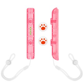 DLseego Wrist Strap for Switch Joycon, Switch Controller Hand Grip Accessories, JoyCon Gamepad Handle Lock Wrist Strap Lanyard, Adjustable Tightness, with 2 Thumb Grip Caps - Pink