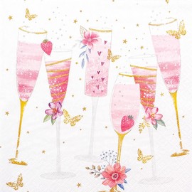 20 Napkins Party Glasses Pink | Hen Party | Table Decoration | Decoupage | Napkin Technique 33 x 33 cm
