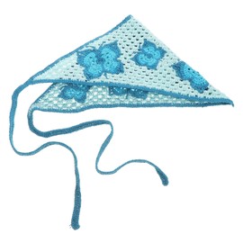 Healeved Butterfly Knitted Triangle Scarf Headwear Silk Scarf Headbands Scarf for Women Satin Bonnet Crochet Headband Fashion Hair Accessories Spa Headband Head Scarfs for Women Cotton Blue