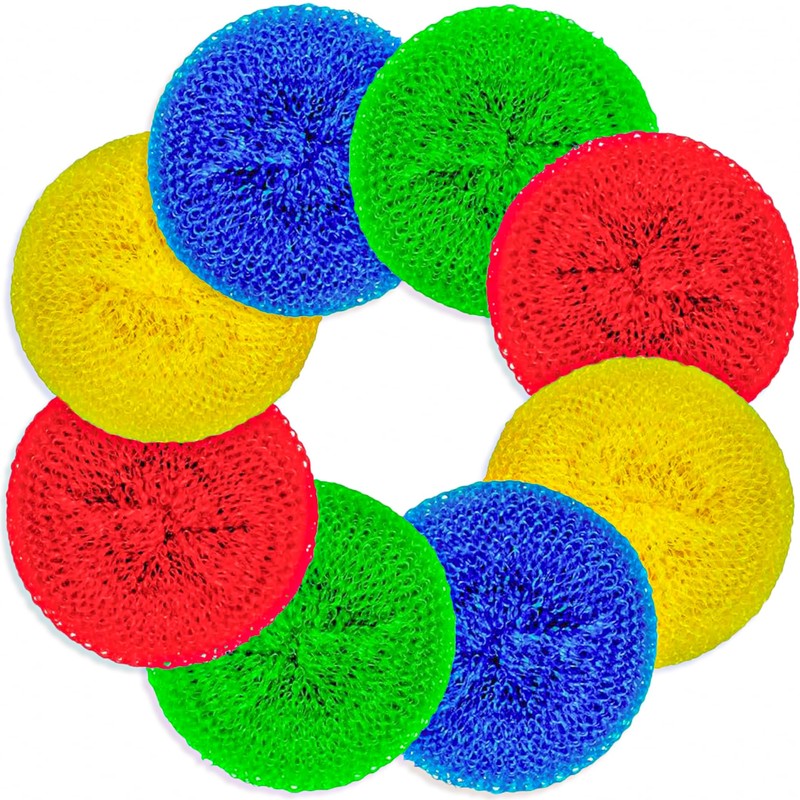 DecorRack 6 Mesh Scourers, Premium Non-Scratch Plastic Scourers, Stain Removing