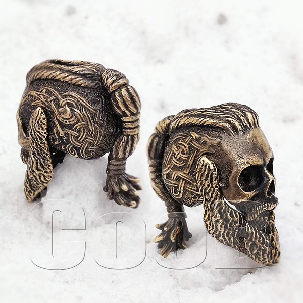 СooB EDC Paracord Bead, Knife Lanyard Bead, Beard Bead Skull