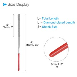CoCud Diamond Coated Needle File, | 150 Grit 3mm Shank 140mm Length|, Diamond Flat Files Sharpening Tool - (Applications: for Metal Glass Stone), 10-Pieces