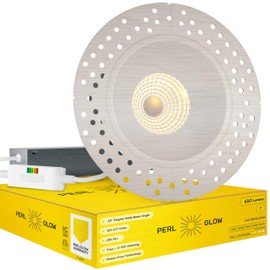 Perlglow 1.5 Inch Trimless Round Nickel Downlight Luminaire, LED Recessed Light Fixtures Dimmable 7W=50W, 600 Lumens, CRI 90+, Wet Location, ETL Listed, 5CCT Selectable 2700K|3000K|3500K|4100K|5000K