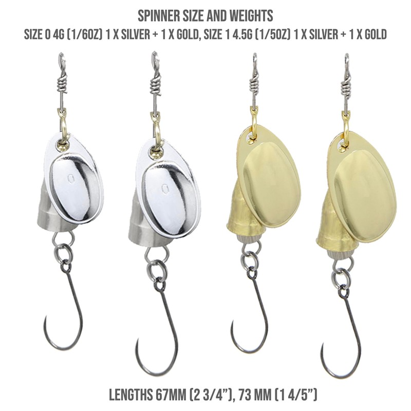 Fish Rig Small Premium Spinners and Spoons - 8pcs Barbless