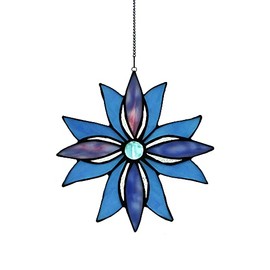 Karhuimoyi Yaloyi Handcrafted Stained Glass Window Hanging Tiffany Style Stained Glass Sun Catcher for Window