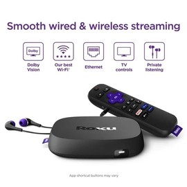 Roku Ultra LT Streaming Device 4K/HDR/Dolby Vision/Dual-Band Wi-Fi with Roku Voice Remote and HDMI Cable, with MTC HDMI Cable and USB Extension Cord