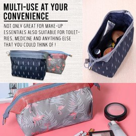 JJ PRIME - Small Makeup Bag for Purse | Waterproof Travel Cosmetic Organiser Bags | Portable Flamingo Toiletry Bag | Travel Pouch for Women Ladies Girls Gifts