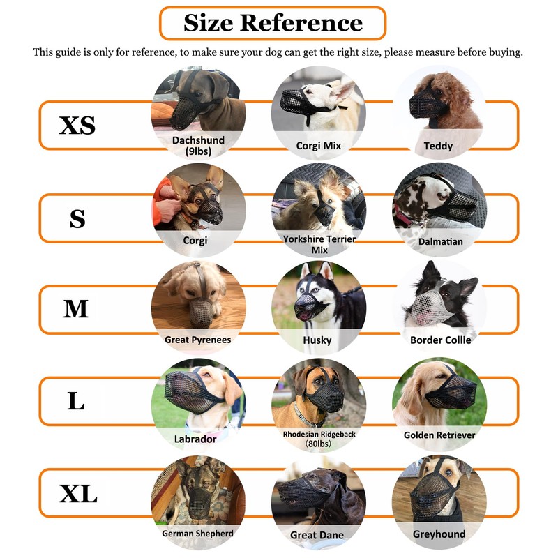 Dog Muzzle, Soft Mesh Muzzle for Small Medium Large Dogs