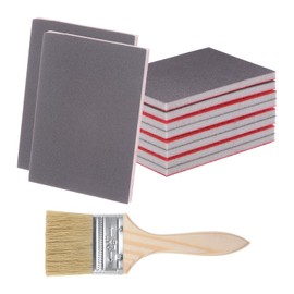 HARFINGTON 11pcs Sanding Sponges 2500 Grit 3" x 4" Reusable & Washable Sanding Sponges Pads, Wet Dry Flexible Hand Sand Block for Wood Drywall Metal Furniture Polishing, with 2.5" Paint Brush