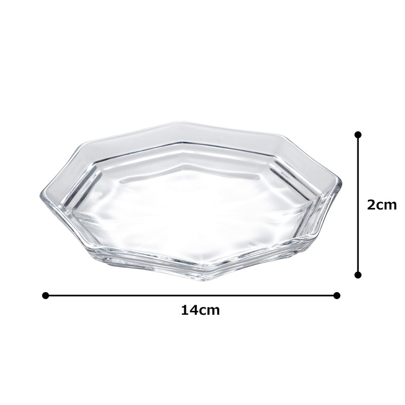 Mizusaki Glass MKG-218015 Tiered Octagonal Plate, Approx. 5.9 inches (15