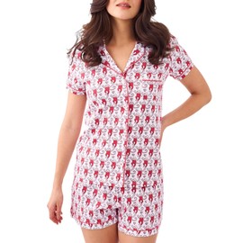 HMPEAIIY Women Y2k Pajamas Set Cute Preppy 2PCS Button Down Holiday Monkey Shorts Summer Outfit Beach Vacation Loungewear Pjs Sleepover Party Birthday Gift(Pink, Medium)