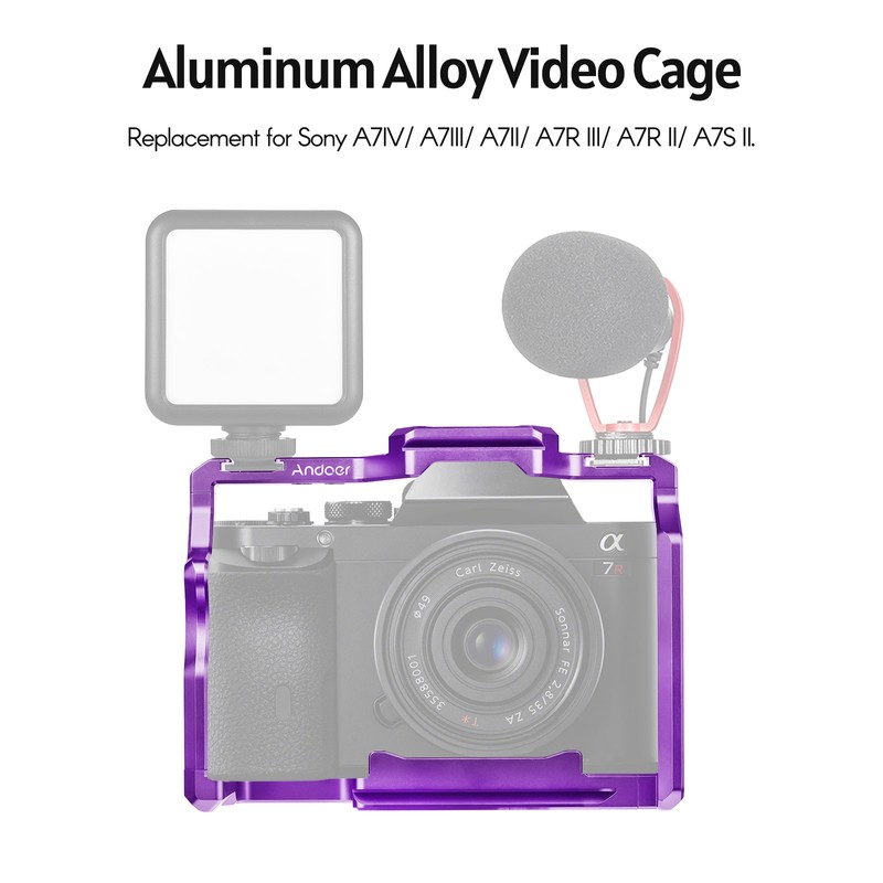 Andoer Camera Cage Aluminum Alloy Video Cage with Dual Cold