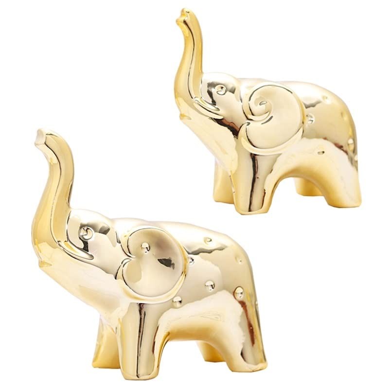 JIMBON A Pair Gold Elephant Statue Home Decor,Modern Style Figurines,Sculpture