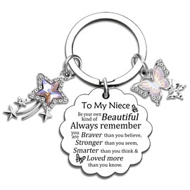 Mothers Day Gifts for Niece Gifts from Auntie To My Nieces Gift from Aunt Nieces Keychain Gift from Auntie Uncle Inspirational Graduation Birthday Present Key Ring Bag Accessory