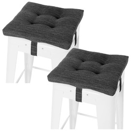 baibu Square Seat Cushion Set of 2, Super Soft 14 Inch Bar Stool Square Seat Cushion with Ties- 2 Pads Only, Gray-Black (14" (35CM))