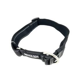 Albcorp Reflective Service Dog Collar - Service Dog Rubber Patch - Durable D-Ring for Service Animal Leashes or ID Tags, XL, Black