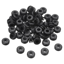 sourcing map 60Pcs Rubber Grommets 1/4 ID, 3/8 Drill Hole, Firewall Grommet Automotive Rubber Hole Eyelet Ring Gasket for Wire Cable Hose Protection, Metal Electric Box, (6x10mm, Black)