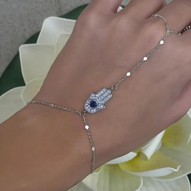 Hand Chain Bracelet Hand Bracelet Bracelet Ring Hand Chain Ring Bracelet Hand Chain Ring Chain Bracelet Gothic Evil Eye Charm Bracelet Luck Ring Bracelet Jewelry