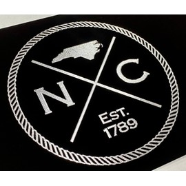 NC North Carolina Est. 1789 Silver Etched Engraved Black License Plate Car Tag