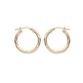 Old English Jewellers 9ct Yellow Gold on 925 Sterling Silver Twist Design Hoop Earrings - 20mm Small medium women's everyday earrings. Classic twisted Gold hoops for ladies and Girls