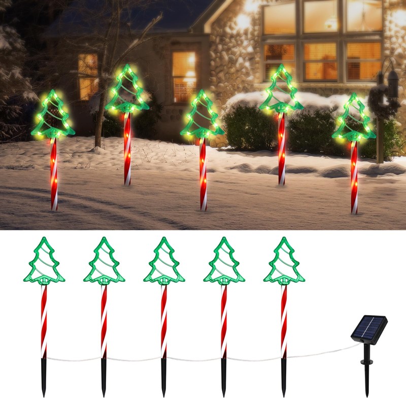 Christmas Tree Outline Solar Lights 5 Pack, 17’’ Cute Size