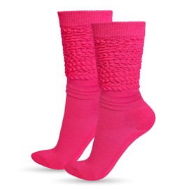 Neon Slouch Socks for Women 80s 90s Neon Socks Extra Long Women's Slouch Socks Knee High Boot Socks Soft Cozy Crew Socks Leg Warmers Scrunch Socks for Neon Outfits Accessories-Rose Red