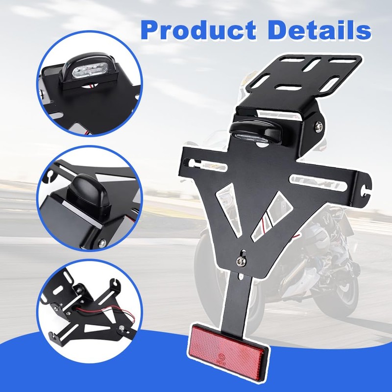 LYPPUL Motorcycle Number Plate Holder, Universal Number Plate Holder, Adjustable