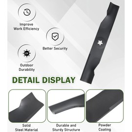 ELITEWILL 3 Mower Blade Set Fit for Many 48 in. Husqvarna, Cut Craftsman, Poulan Lawn Mowers Replaces Lawn Mower Parts OEM #'s 173920, 180054, PP24005, 532180054, Black