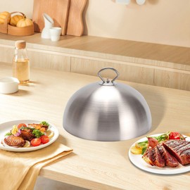 Fenteer Burger Cover Basting Steaming Cover Stainless Steel Steak Lid Heavy Duty Grill Domes Cover for Steaks Cooking Barbecue Steak, Style B, 14cmx7cm