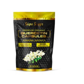 Supa Supps Organic Quercetin Capsules - High Strength Quercetin 500mg Antioxidant Supplements - Reduce Swelling & Increase Hydration - Immune Support Vegan Supplements - 6 Month Supply (180 Capsules)