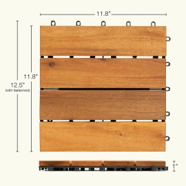 USA Local Stock Acacia Wood Interlocking Decking Tiles for Outdoor Patio Flooring 1 Box = 27 Pcs = 27 Sq ftColor: color1, Thickness: 25mm