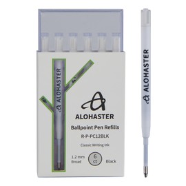 Alohaster Plastic Refills, for Parker Ballpoint Pens, Classic Writing Ink, 1.2 mm, Black, 6 Count