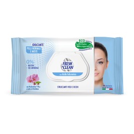 Fresh & Clean - Make-up-Entferner-Tücher, normale Haut, mit Hyaluronsäure, Stoff 100% natürlicher Herkunft, ohne Alkohol und Mineralöle, 48 Stück