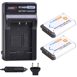 PowerTrust 2X NP-BX1 Battery and Fast Charger for Sony Cyber-Shot DSC-RX100, DSC-RX100 II, DSC-RX100M II,DSC-RX100 III, DSC-RX100 V, DSC-RX100 IV, HDR-CX405, DSC-RX100 V, DSC-HX300, HDR-CX240