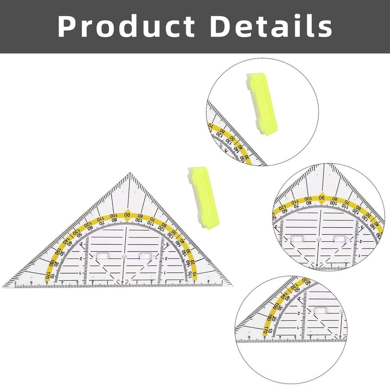 Set of 4 Flexible Set Square with Handle, 16 cm