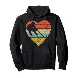 Ice Hockey Player Vintage Design Retro Skate Heart Sport Fan Pullover Hoodie