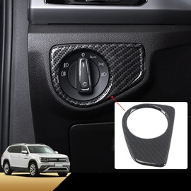 CHICHENKJ Headlight Control Switch Cover for Volkswagen Atlas 2018 2019 2020 2021 2022 2023 Atlas Cross Sport Car Accessories ABS Carbon Fiber Pattern